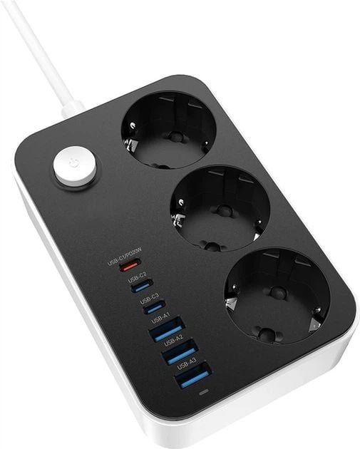 Мережевий фільтр СolorWay 3 розетки/6USB (3 USB-A + 3 USB-С) (20W) 2 м Black (CW-CHE36PDB) | Фото 2
