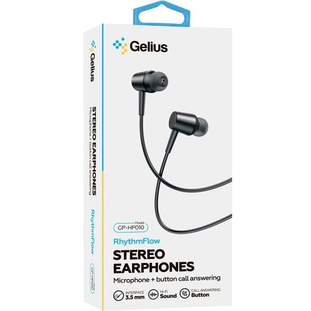Дротові навушники Gelius RhythmFlow GP-HP010 (3.5 Jack) Black | Фото 3