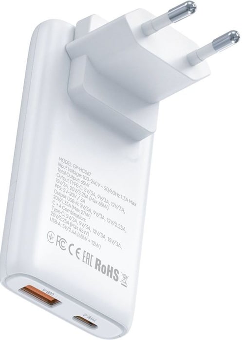 Gelius VoltX GP-HC067 GaN 65W 1USB + 1Type-C White | Фото 3