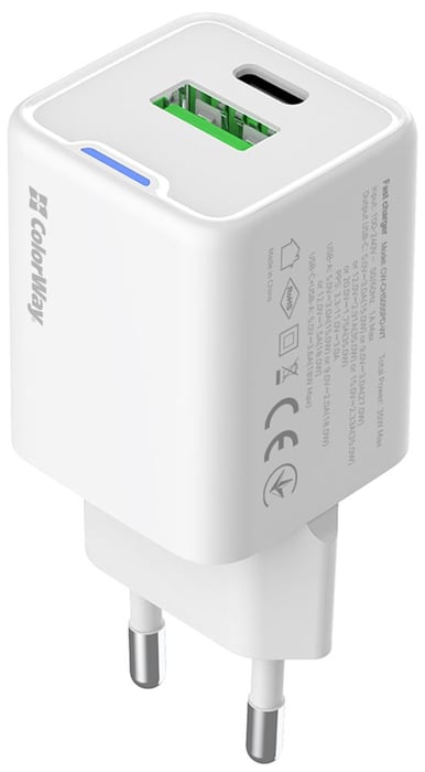Мережевий зарядний пристрій ColorWay GaN Mini 35W PD Port PPS USB-C білий | Фото 2