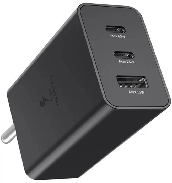 Мережевий зарядний пристрій Samsung 65W Power Adapter Trio (w/o cable) Black (EP-T6530NBEGEU) | Фото 2