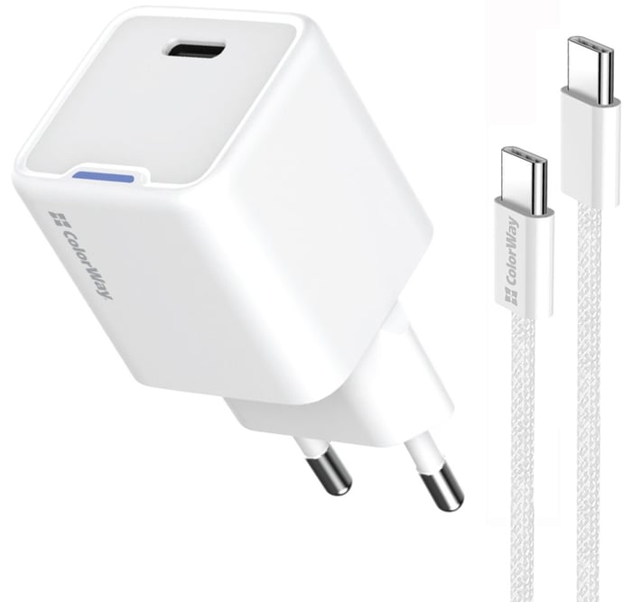 ColorWay GaN Mini 30W PD Port PPS USB-C біле + cable Type-C | Фото 3