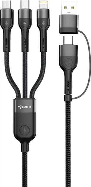 Кабель USB Gelius Multimate GP-UCN006 4in1 USB-A/Type-C to Type-C/Lightning/MicroUSB (1,2m) (60W | Фото 3