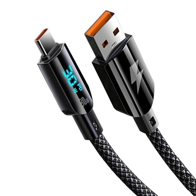 Кабель USB Gelius Screen GP-UCN008 USB-A to Type-C (1.2m) (30W) Black | Фото 3