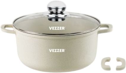 Каструля VEZZER 20*8,5см з білим мармуровим покриттям з кришкою | Фото 3
