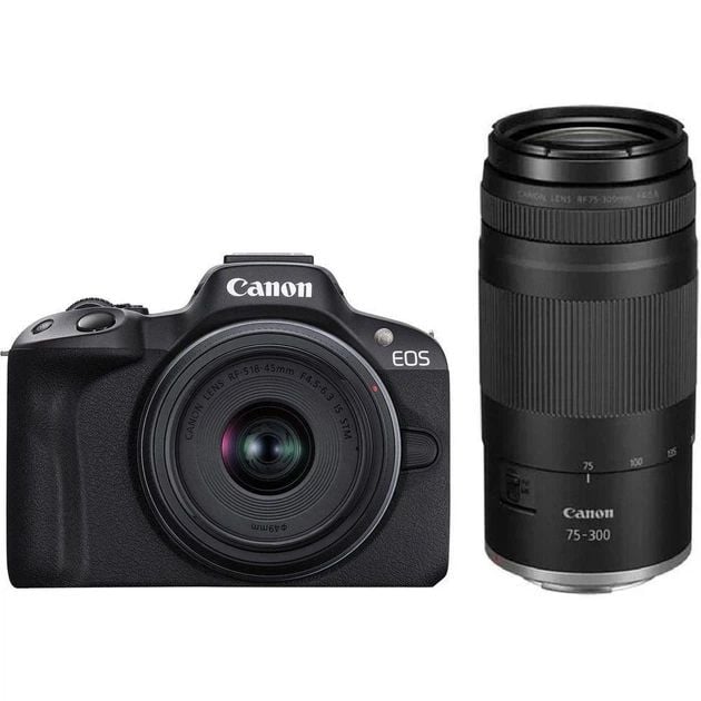 Цифровая фотокамера Canon EOS R50 + RF-S 18-45 IS STM + RF 75-300 Black (5811C150BA) | Фото 2