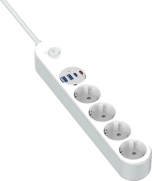 Сетевой фильтр 4 розетки/4USB (Type-C 2PD20W + 2USB QC3.0) (20W) Белый 2M (CW-CHE44PDW) | Фото 1