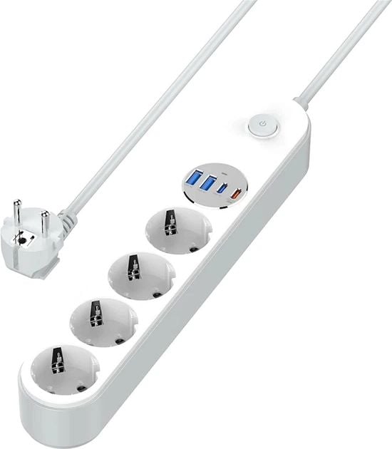 Сетевой фильтр 4 розетки/4USB (Type-C 2PD20W + 2USB QC3.0) (20W) Белый 2M (CW-CHE44PDW) | Фото 3