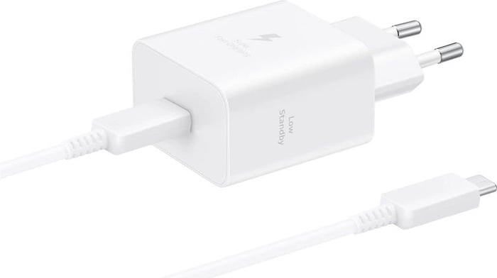 Мережевий зарядний пристрій Samsung 45W Compact Power Adapter (w C to C Cable) White | Фото 1