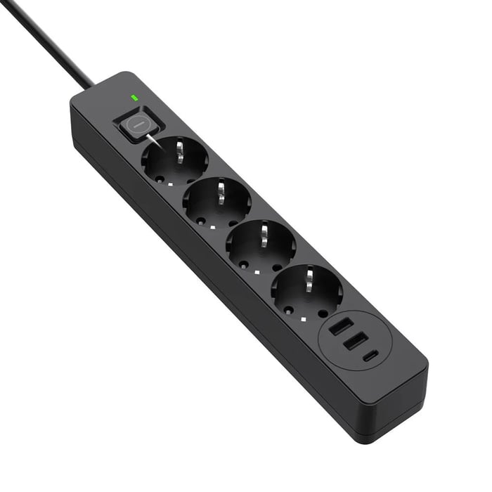Мережевий фільтр ColorWay 4 розетки/3USB (2USB-A + 1 TYPE-C) (24W) Black 2M | Фото 2