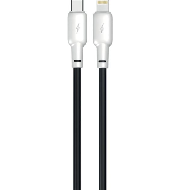 Кабель USB Gelius Full Silicon GP-UCN001CL Type-C to Lightning Black/White (1.2m) (20W) | Фото 2
