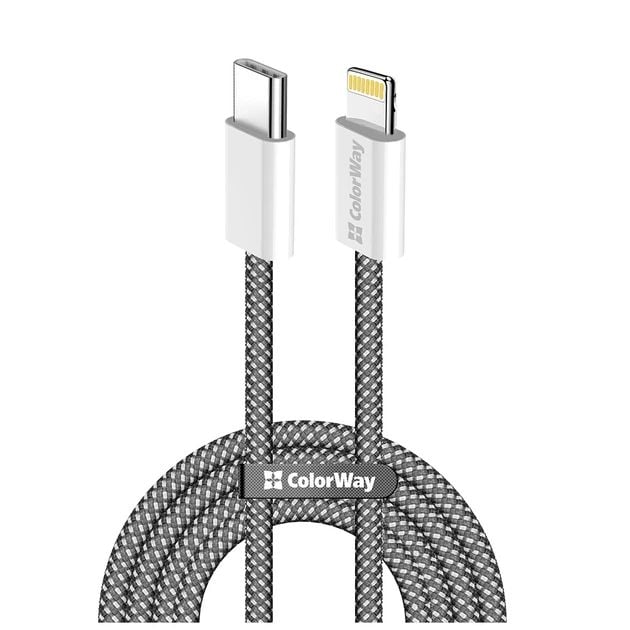 Кабель USB ColorWay Type-C - Apple Lightning (PDF Fast Charging 27W) 2м чорний | Фото 2