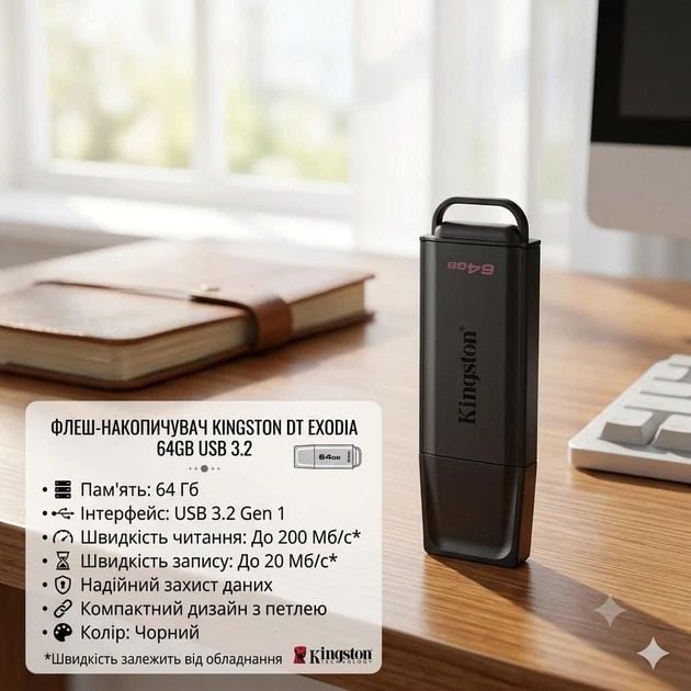 Флеш USB KINGSTON USB 3.2 DT Exodia G2 64GB Black | Фото 3