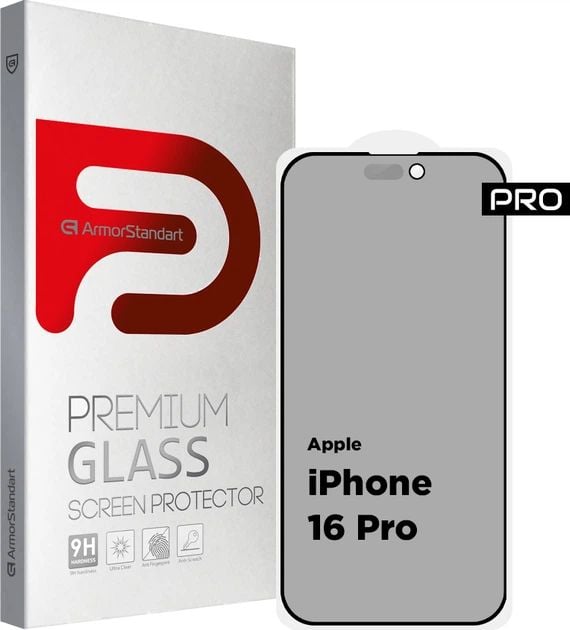 Защитное стекло ArmorStandart Pro Anti-spy Matte для Apple iPhone 16 Pro Black (ARM79399) | Фото 2