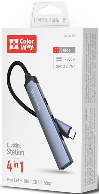 Хаб ColorWay USB-A/USB-C 4-в-1 USB2.0х2/USB3.0/USB-C2.0 | Фото 3