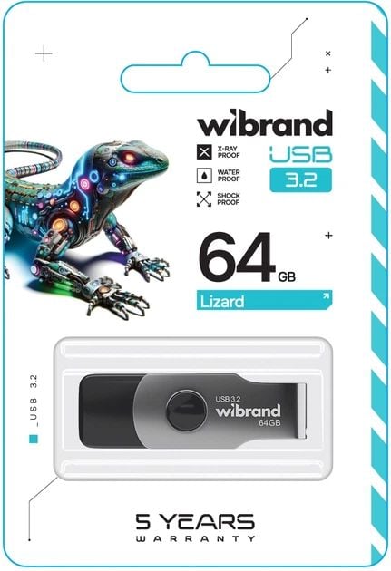 Флэш USB Wibrand USB 3.2 Gen1 Lizard 64GB Black(WI3.2/LI64P9B) | Фото 2