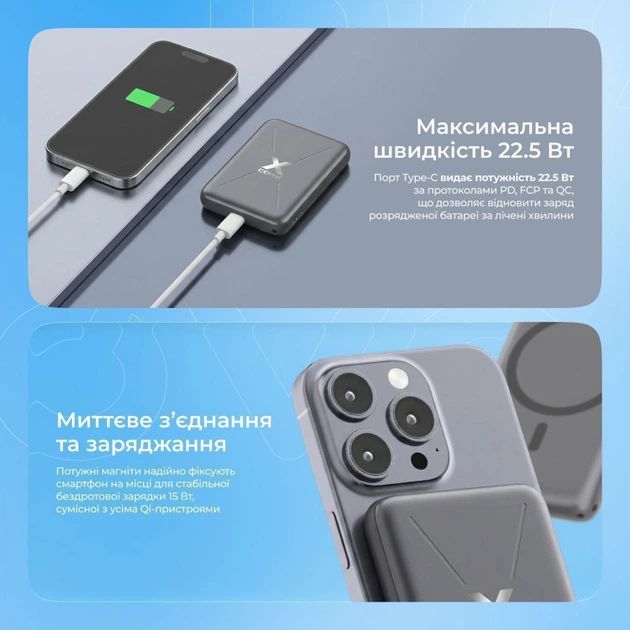 Зовнішний акумулятор Proove X-Core 22.5W 10000mAh (gray) | Фото 3