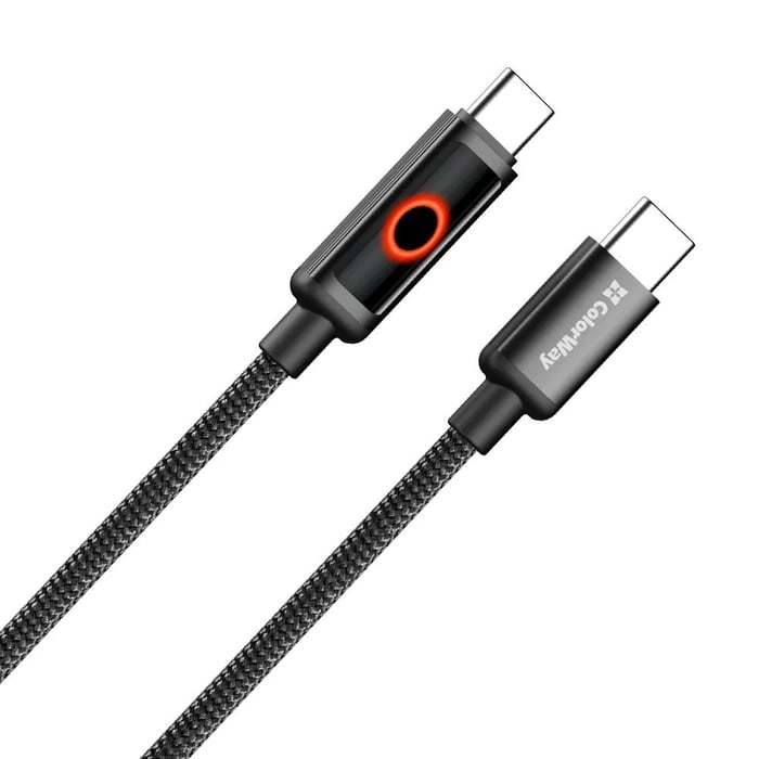 Кабель USB ColorWay Type-C - Type-C (Breathing Light) (PD Fast Charging 60W) 3А 1м чорний | Фото 3
