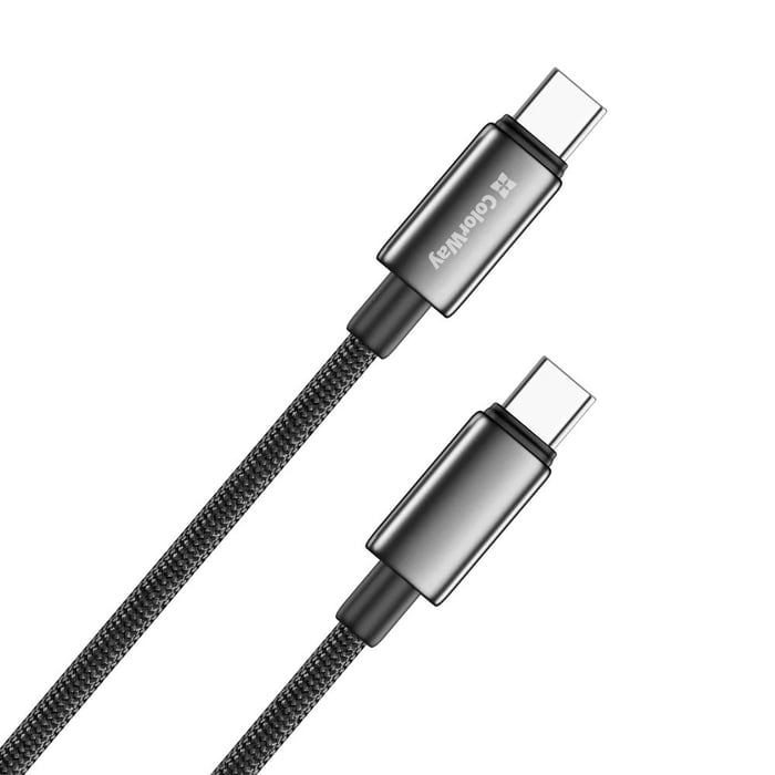 Кабель USB ColorWay Type-C - Type-C (zinc alloy braided) (PD Fast Charging 100W) 5А 2м чорний | Фото 3